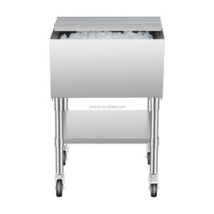 Stainless Steel Floor-standing Sliding <b>Cover</b> Ice <b>Bin</b> | Commercial Bar & Kitchen Mobile Ice Storage - Product Image 1