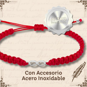 Pulsera Cotigo Minimalista Destiny Thread Roja Infinito de Acero Inoxidable Color Plata con Protección de la Suerte y Perla de Circonio - Product Image 2