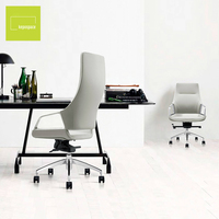 Nouvelle chaise de réception moderne à dossier moyen, chaise de bureau en cuir pivotante sans roulettes, chaise de bureau en cuir avec pieds fixes