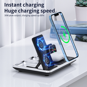 2024 nouvelle tendance R11 Station de chargeur sans fil Portable TYPE-C <span class=keywords><strong>Android</strong></span> pour iPhone support de lumière LED noir électrique nouveau électrique - Product Image 4