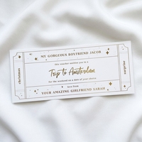 Voucher cadeau surprise en feuille d'or, invitation personnalisée style carte d'embarquement pour Noël, anniversaire, cadeaux d'anniversaire de mariage