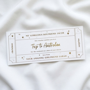 บัตรของขวัญเซอร์ไพรส์ลายทองคำเปลว แบบบัตรผ่า<span class=keywords><strong>น</strong></span>ขึ้นเครื่องบิน  สามารถปรับแต่งได้  สำหรับเป็นของขวัญคริสต์มาส วั<span class=keywords><strong>น</strong></span>เกิด วั<span class=keywords><strong>น</strong></span>ครบรอบ - Product Image 2