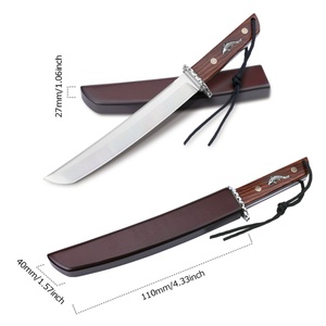 Couteau de poche droit de survie en acier inoxydable de haute qualité avec manche en bois et étui pour le camping et les travaux manuels - Product Image 5