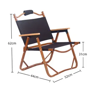 Chaises de camping en plein air en aluminium avec manche en bois ultraléger portable pliantes