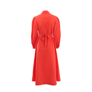 Robe chemise élégante décontractée à manches longues et col, couleur unie, pour femme - Product Image 3