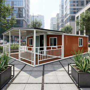 <span class=keywords><strong>Maison</strong></span> conteneur mobile préfabriquée extensible et pliable, autonome hors réseau, avec panneaux sandwich, pour usage bureautique, intégrant des panneaux solaires et une éolienne - Product Image 1