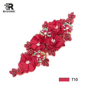 Vestido de novia de encaje con cuentas de flores de encaje de nuevo diseño tela de encaje con cuentas coloridas para vestido de fiesta de mujer - Product Image 3