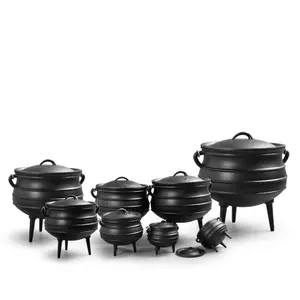 Fabrika toptan geleneksel dökme demir açık pişirme PotAfrican Potjie Pot güney afrika Pot ile 3 bacaklar