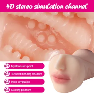 3 In 1 Silicone culo tasca figa maschio masturbatori con la bocca stretta e realistico testurizzato Vagina anale per adulti giocattoli del sesso per gli uomini