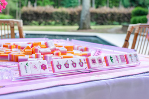 Juego de Mahjong Americano de Acrílico Grabado de 4 Capas, Premium, al por Mayor, con Fichas <span class=keywords><strong>Rosa</strong></span>, Naranja y Champán, Duradero y Resistente al Agua - Product Image 3