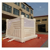 Château gonflable blanc pur avec toboggan, combo gonflable pour fête d'enfants, décoration de mariage