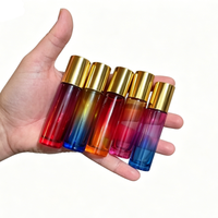 Flacons compte-gouttes en verre mini transparents, ambrés, noirs, bleus, pour parfum et huiles essentielles, 10 ml, avec bille métallique et couvercle en bambou