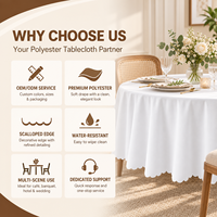 Nappe de table ronde en polyester imperméable sur mesure pour événements, mariages et fêtes