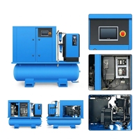 Compresseur d'air à vis portable 4-en-1 tout-en-un 7,5 CV 10 kW 8 bars 16 bars 220 V 380 V, lubrifié, refroidi par air, avec sécheur frigorifique intégré
