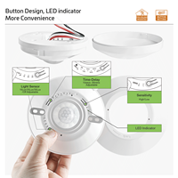 HOT 360 °   Sensor de ocupación PIR para techo con relé de contacto seco, temporizador, sensor de luz, ajuste de valor Lux y sensibilidad
