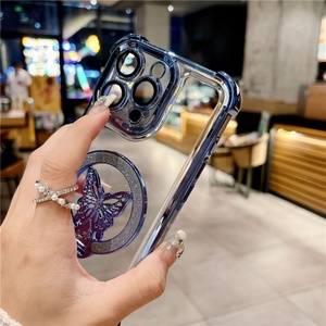 Funda magnética anticaída de cuatro esquinas con galvanoplastia y purpurina de mariposa para iPhone 17 16 15 14 13 12 11 Pro - Product Image 2