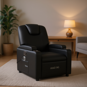 Poltrona Reclinabile Massaggiante in Pelle PU Nera, Reclinazione Elettrica con Telecomando, Design Contemporaneo - Product Image 2