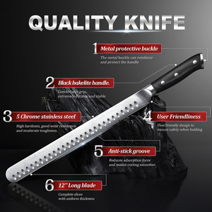 <span class=keywords><strong>Couteau</strong></span> à <span class=keywords><strong>jambon</strong></span> en acier 5Cr15MoV, couteaux à poitrine de bœuf de 12 pouces, <span class=keywords><strong>couteau</strong></span> à pastèque en métal - Product Image 2