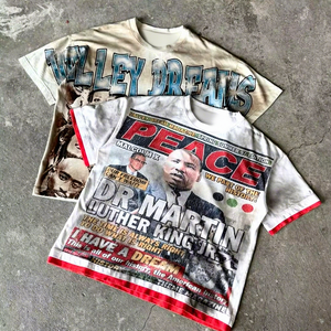 T-Shirt <span class=keywords><strong>Personalizzata</strong></span> con <span class=keywords><strong>Stampa</strong></span> DTG, 300 Gsm, 100% Cotone Pesante, Vestibilità Ampia, Stile Streetwear alla Moda - Product Image 2
