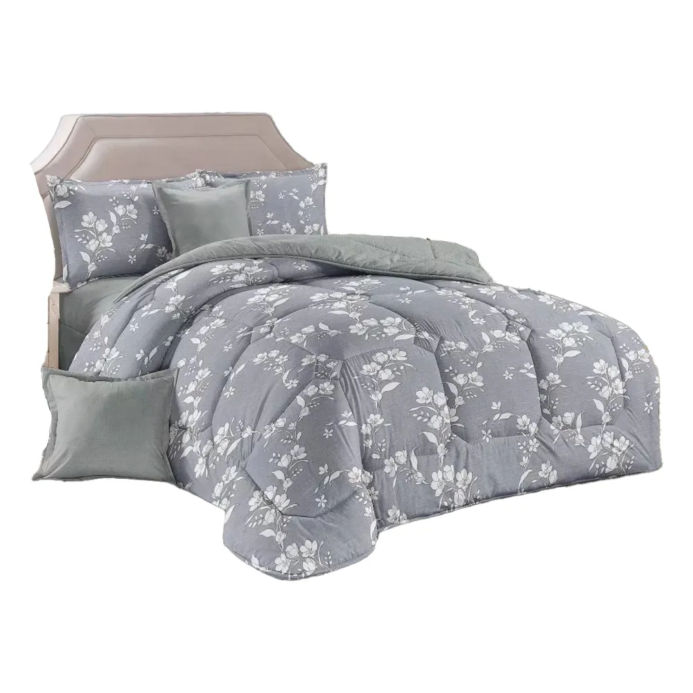 Duvet conjunto de cama de poliéster, venda quente, direto, microfibra, poliéster, 7 peças, casa, cama, adulto, toda a estação