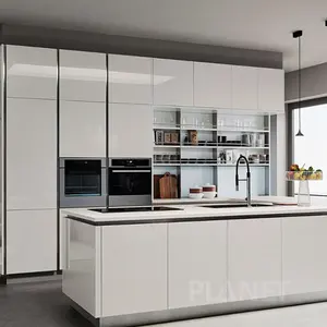 Modular Cabinets Kitchen 2024 Luxury Designs Melamine Modular Solid Wood Cheap High Gloss Custom Cupboard Modern Kitchen Cabinets