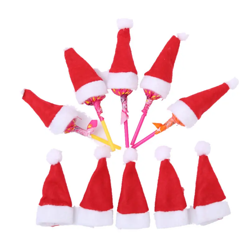 تخفيضات كبيرة على قبعة سانتا كلوز الصغيرة لعيد الميلاد والعطلات عيد الميلاد مصاصة غطاء علوي لتزيين المهرجان قبعة عيد الميلاد المنزلية