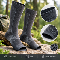 Chaussettes de compression à soutien gradué pour mollets, à bout ouvert, avec logo artistique, taille graduée, emballage, spécifications, maille côtelée