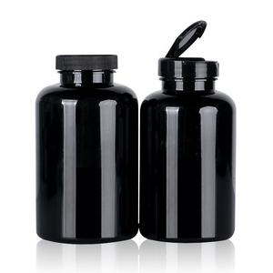 Envases de pastillas de plástico negro PET, botellas de tabletas, embalaje de suplementos, envases de vitaminas, tapa superior abatible - Product Image 3