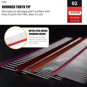 Commercio all'ingrosso della fabbrica in acciaio inox pettine per pidocchi di gatto <span class=keywords><strong>Pet</strong></span> toelettatura pettine per il cane con la carta legata di imballaggio - Product Image 3