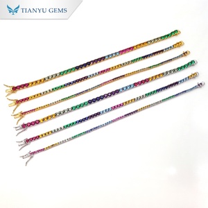 Tianyu Gems 925 Silver Tennis <b>Bracelet</b> Round <b>Rainbow</b> Color Setting Classic Gold Plated Luxury Jewelry - Product Image 3