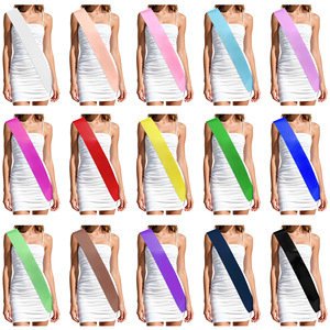 Cintas <span class=keywords><strong>de</strong></span> satén reutilizables <span class=keywords><strong>de</strong></span> colores surtidos para fiestas, tirantes largos lisos para hombros, cinturón en blanco para eventos <span class=keywords><strong>de</strong></span> desfile, diseño DIY para fiestas - Product Image 4