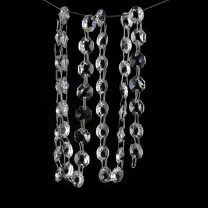 Honor of crystal meilleure vente, perles de cristal octogonales claires, guirlande de perles en cristal exquise, chaîne de lustre de luxe d'hôtel, décoration de perles