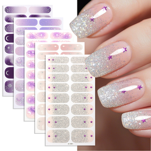 Autocollants pour ongles vegan à paillettes dégradées, auto-adhésifs, non toxiques, en ruban, 3D, effet pierres précieuses, pour nail art - Product Image 6