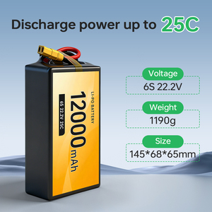 Batería de 8 pulgadas 25C de alta descarga para drones, paquete 4S 6S 8S 12000mAh 10000mAh 21700 HV para avión RC, LiPo de alta tasa de descarga 10000mAh-6S - Product Image 3