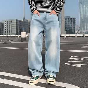 <span class=keywords><strong>Jeans</strong></span> <span class=keywords><strong>Larghi</strong></span> Stile Americano di Lusso per Uomo, Marca Trendy, Pantaloni <span class=keywords><strong>Lunghi</strong></span> a Gamba Dritta Effetto Vissuto - Product Image 5