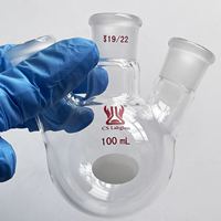 Verrerie de laboratoire CS Labglass, flacon à fond rond à 3 colliers en verre borosilicaté à paroi épaisse et col large 24/40