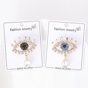 Broches de moda al por mayor para mujer, con diseño de ojo de diablo de cristal personalizado, broche de seguridad para niña, broche de zapatos con diamantes de imitación, azul y negro, para boda - Product Image 2