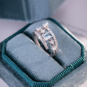 Bague en argent sterling 925 avec pierres précieuses améthyste carrées haut de gamme 4*6mm et topaze naturelle, bijoux vintage pour femmes - Product Image 2
