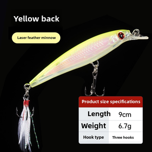 Fourniture directe d'usine Matériel de pêche Tentation fatale Leurre laser à très longue portée Minnow avec plume - Product Image 3