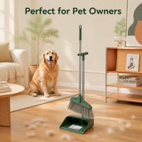 Ensemble balai et pelle à poils d'animaux avec grattoir autonettoyant et rangement vertical pour la maison – Commande en gros
