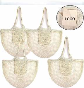 Bolsas de Compras Reutilizables de Malla de Algodón Ecológicas con Logotipo Personalizado, Asa Portátil con Agarres para Compras - Product Image 2