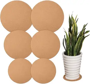 6 buah Coaster penyerap gabus Bar Cork Mat bulat tanaman Coaster meja lembut papan gabus untuk dapur panas panci bantalan