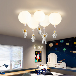 Trendy Nordic Creative Cartoon Decor Ceiling <b>Light</b> for Kids' Bedrooms Frosted Astronaut Balloon <b>Light</b> for Boys Girls AC Power - Product Image 1