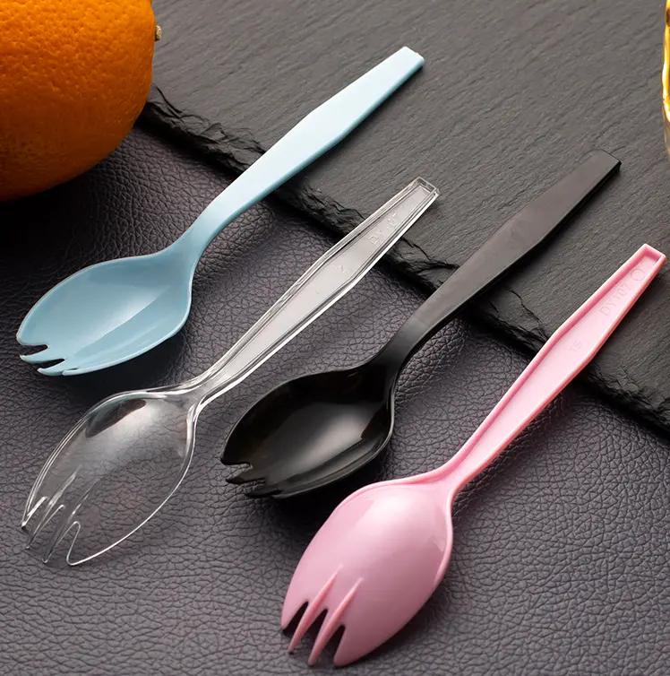 13cm Disposable Polystyrene Hard Plastic Cultery Sporks Spoons