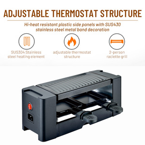 Grill à <span class=keywords><strong>raclette</strong></span> électrique compact et sans fumée pour intérieur, en aluminium antiadhésif PTFE, avec contrôle de température connectable, idéal pour l'hôtellerie - Product Image 5