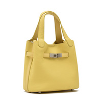 Nouveau Sac Seau Femme en Cuir Pleine Fleur Véritable avec Fermeture Twist-Lock, Motif Litchi – Chic et Haut de Gamme, Collection Été 2026
