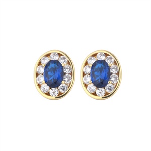 Wholesale Eco-friendly Copper Gold Plated Oval Cut 8*10-5*7mm Blue Cubic Zirconia Retro Jewelry for Women <b>Sets</b> Golden - Product Image 2