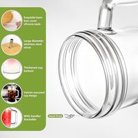 Grand verre en verre Mason de 24 oz avec poignée, couvercle en bambou, paille en acier inoxydable et brosse de nettoyage, étanche pour les voyages