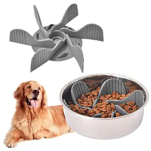 Yavaş besleyici köpek maması kaseleri Insert Spiral tasarım Anti boğulma toptan Pet tedarikçisi silikon yavaş besleyici kase ekle