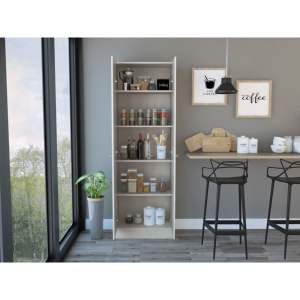 DB Modern Design Double Door Wood <b>Kitchen</b> Organizer Multistorage <b>Pantry</b> Cabinet with Five Shelves Pearl Color - Product Image 5